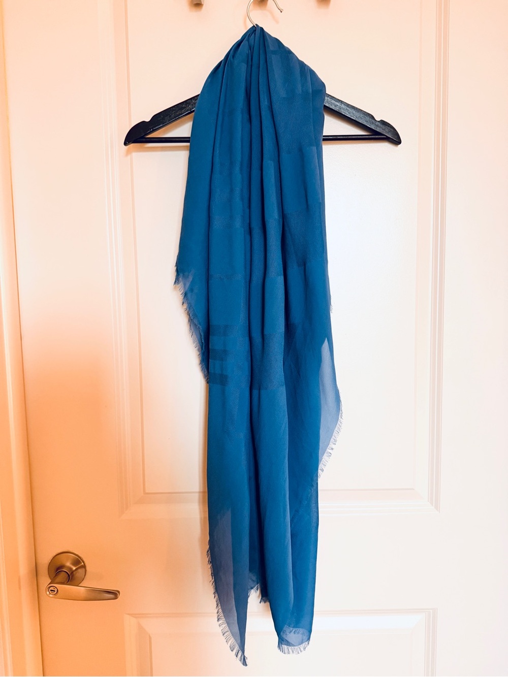 Burberry Vibrant Blue Frayed-Edge Scarf